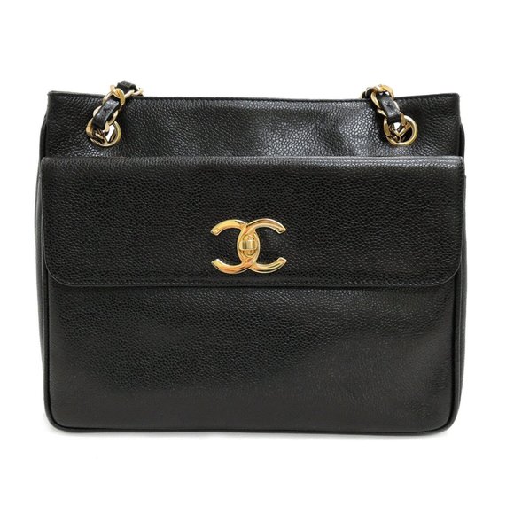 Chanel Black Leather with Gold Accent Chain Bag - Picture 2 of 9